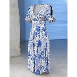 Free People Forever Always Floral V Neck Midi Dress Size 4